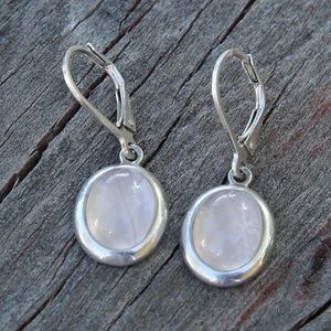 Rose Quartz Dangle Earrings Sterling Lever Back